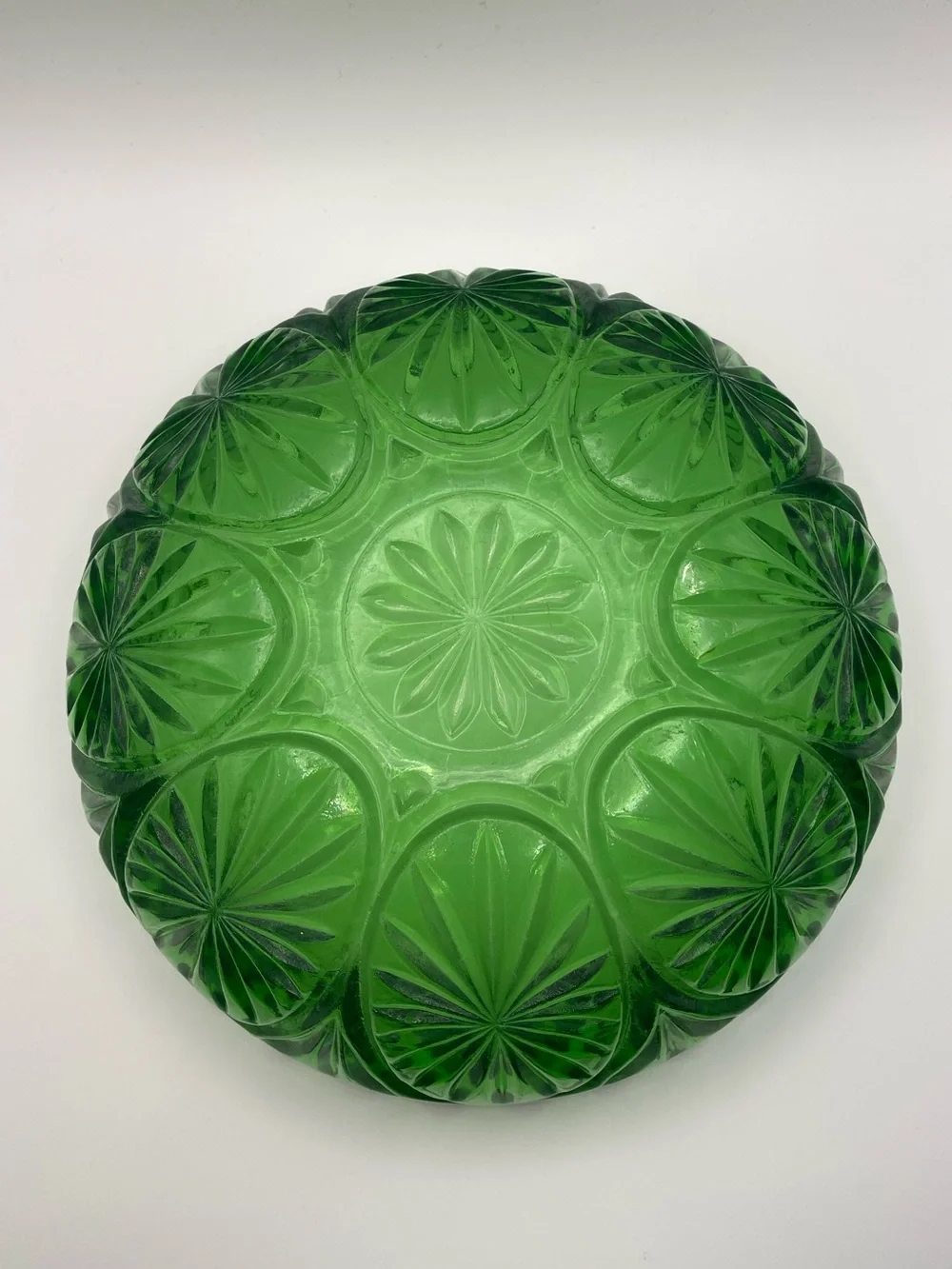 Vintage Green Glass Serving Bowl